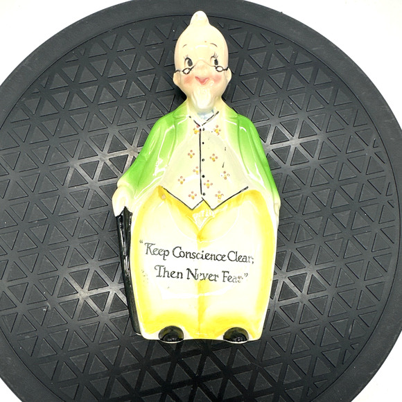 Enesco Grandpa Spoon Rest “Keep Conscience Clear, Then Never Fear” Kitschy - Picture 1 of 4
